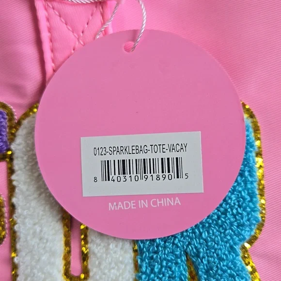 NWT Simply Southern Yay For Vacay Pink Sparklebag Tote - Picture 4 of 4